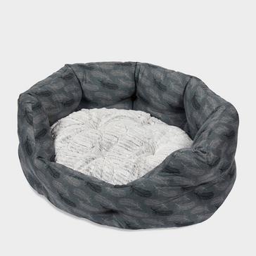 Grey Petface Feather Oval Dog Bed Grey