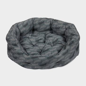 Grey Petface Feather Oval Dog Bed Grey