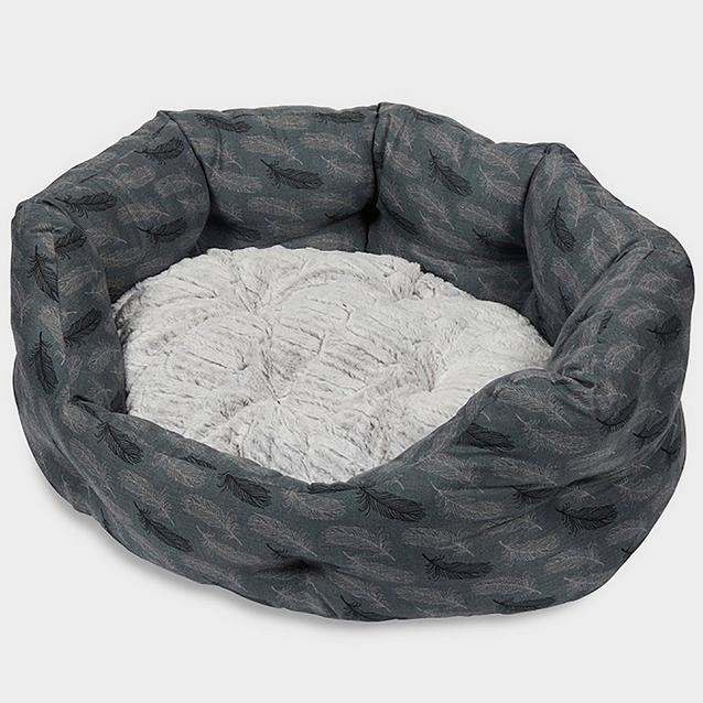 Grey Petface Feather Oval Dog Bed Grey image 1