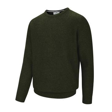 Green Hoggs of Fife Mens Borders Heavy Rib Knit Pullover Loden