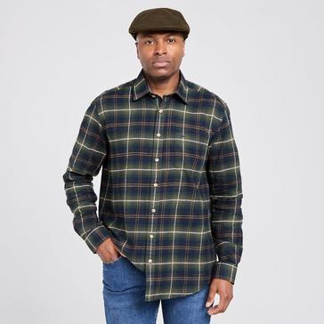 Green Hoggs of Fife Mens Pitmedden Long Sleeve Flannel Shirt Green Check