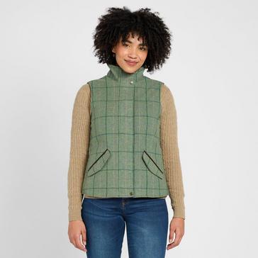 Green Hoggs of Fife Womens Roslin Technical Tweed Waistcoat Spring Bracken