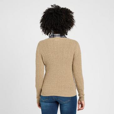 Beige/Cream Hoggs of Fife Womens Lauder Cable Pullover Camel