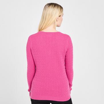 Pink Hoggs of Fife Womens Lauder Cable Pullover Cerise