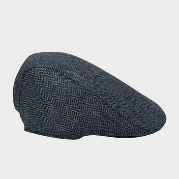 Blue Hoggs of Fife Mens Herringbone Waterproof Tweed Cap Blue Check