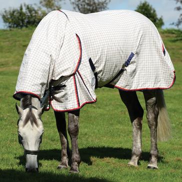 White WeatherBeeta Summer Sheet Lite III Combo Neck Rug White/Navy/Red