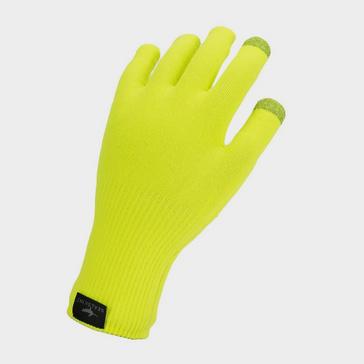 Yellow Sealskinz Waterproof All Weather Ultra Grip Knit Gloves Neon Yellow