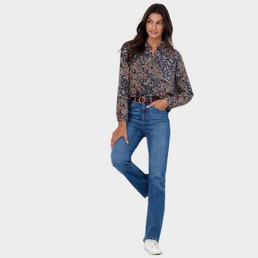 Blue Joules Women’s Elvina Button Through Blouse Tree Navy Ditsy
