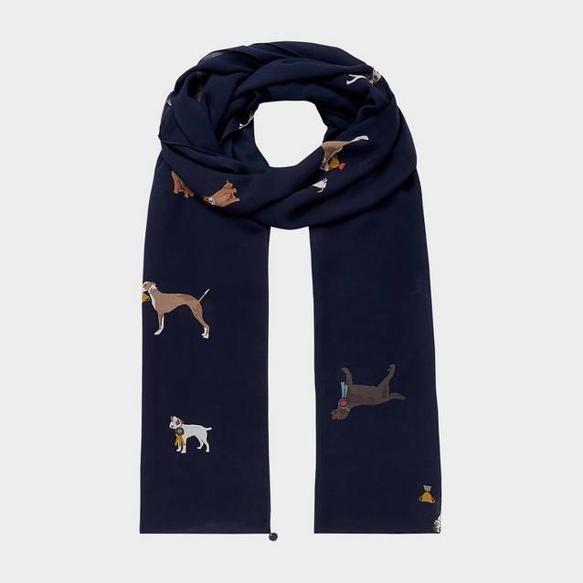 Blue Joules Women's Eco Conway Scarf Navy Dogs image 1