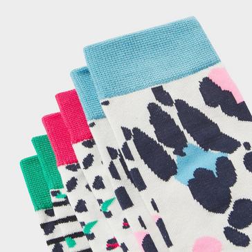  Joules Women's Everyday 3 Pack Socks Cream Leopard