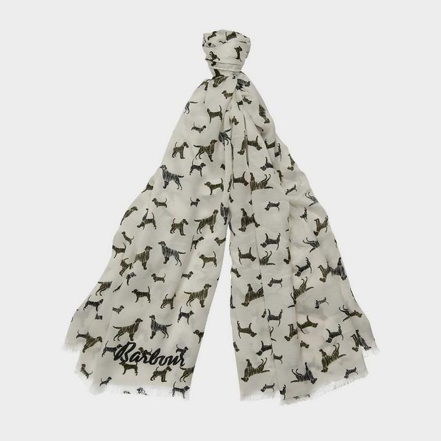 White Barbour Scribble Dog Print Wrap Cloud image 1