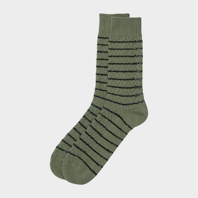Green Barbour Texture Stripe Socks Olive image 1