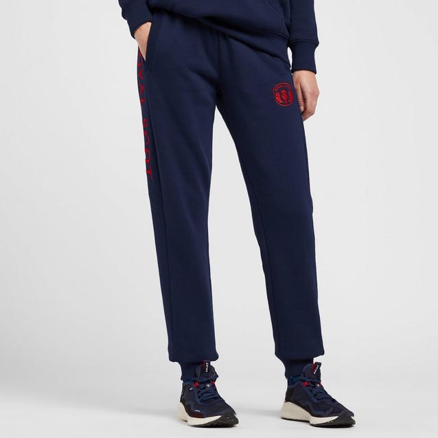 Navy blue and red joggers online