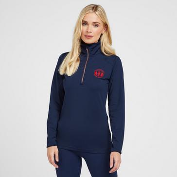 Blue Royal Scot Womens Emily Half Zip Stretch Top Dark Blue