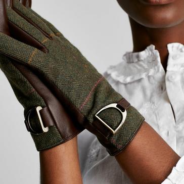  Joules Womens Allerdale Gloves Green Alder Tweed