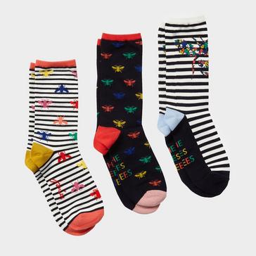  Joules Womens Excellent Everyday 3 Pack Socks Multi Bees