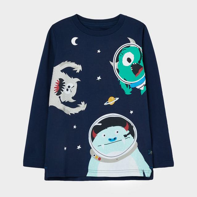  Joules Kids Finlay Long Sleeve T-Shirt Space Monsters image 1