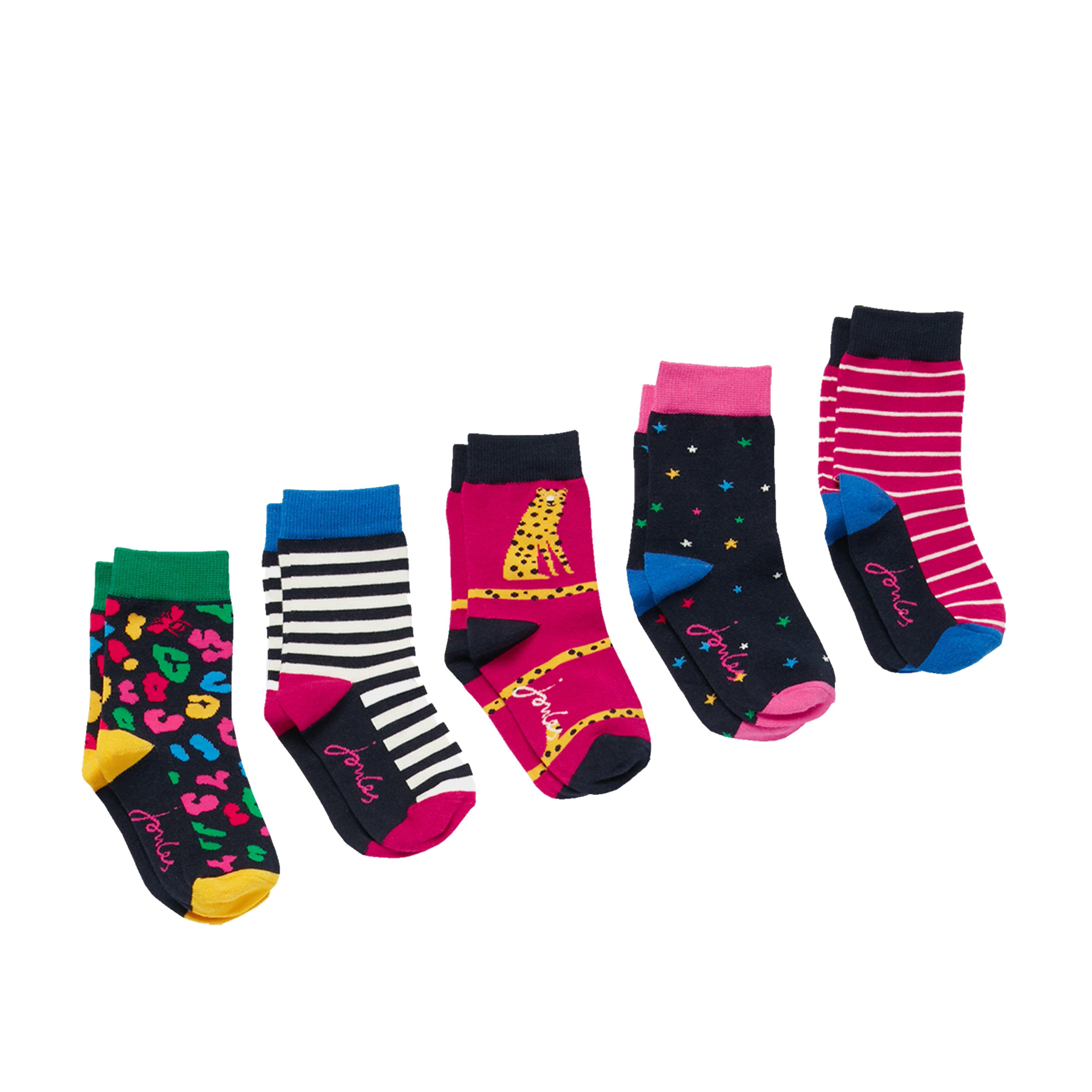 Kids’ Brill Bamboo 5 Pack Socks Pink Leopard