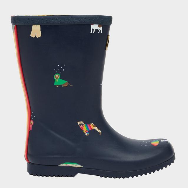  Joules Kids' Roll Up Wellies Navy Rain Dogs image 1