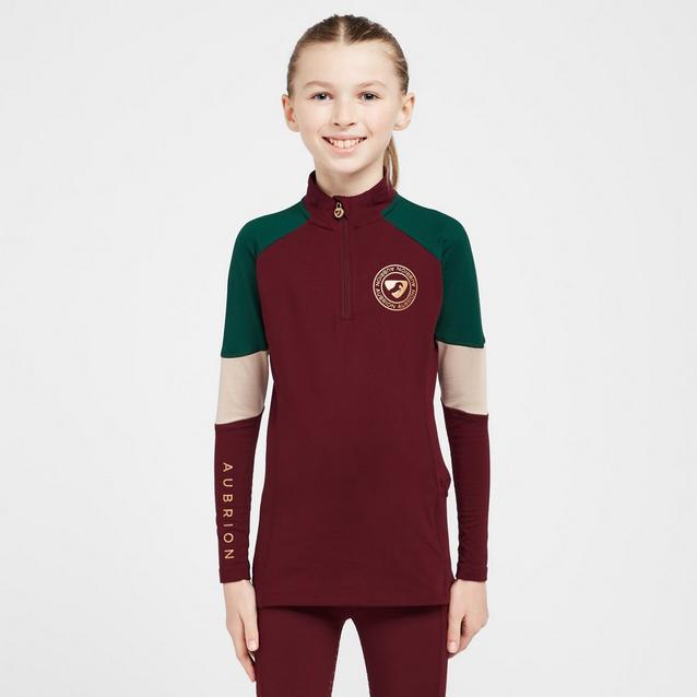Red Aubrion Kids Newbury Long Sleeved Base Layer Wine image 1