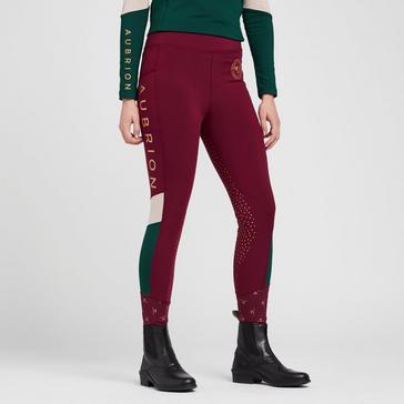 Red Aubrion Womens Eastcote Riding Tights Wine