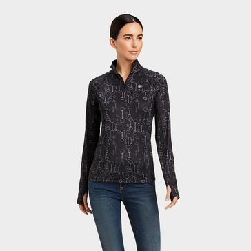 Black Ariat Womens Lowell 2.0 1/4 Zip Base Layer Black Bit Print