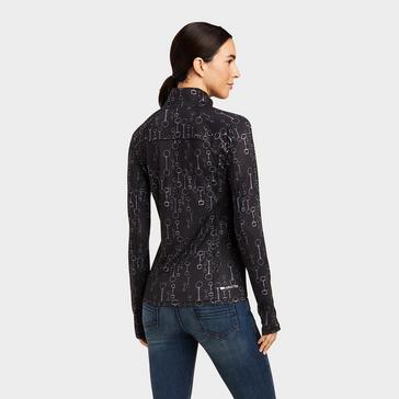 Black Ariat Womens Lowell 2.0 1/4 Zip Base Layer Black Bit Print