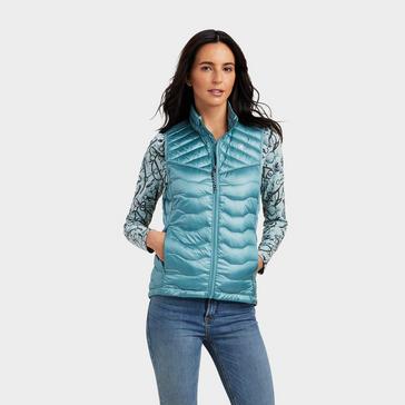 Blue Ariat Womens Ideal Down Gilet Iridescent Arctic