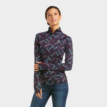 Blue Ariat Womens Lowell 2.0 1/4 Zip Base Layer Team Print