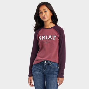  Ariat Kids Varsity Long Sleeved T-Shirt Mulberry/Nostalgia Rose