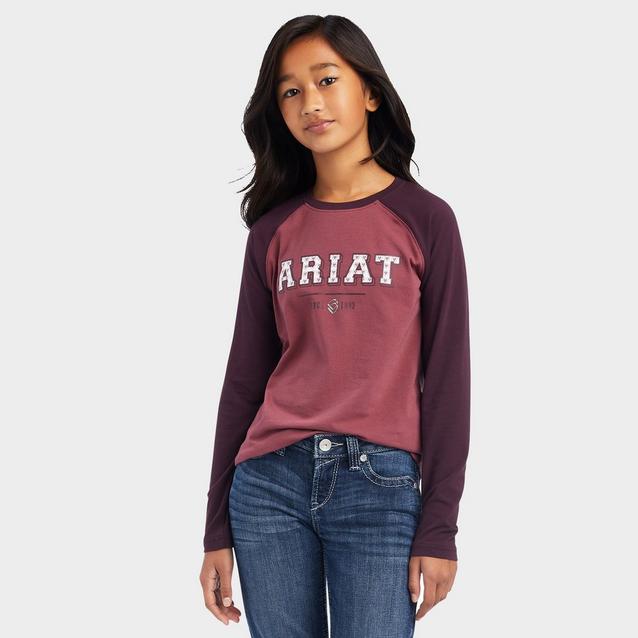 Ariat Kids Varsity Long Sleeved T-Shirt Mulberry/Nostalgia Rose image 1