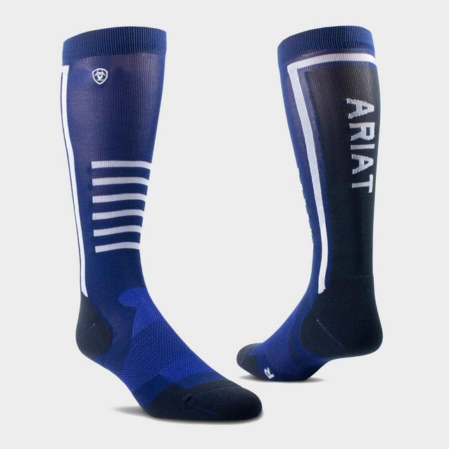 Blue Ariat TEK Slimline Performance Socks Estate Blue/Black image 1
