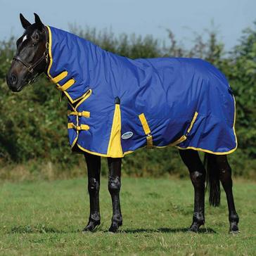 Blue WeatherBeeta ComFiTec Classic Combo Neck 220g Medium Weight Turnout Rug Blue/Lemon