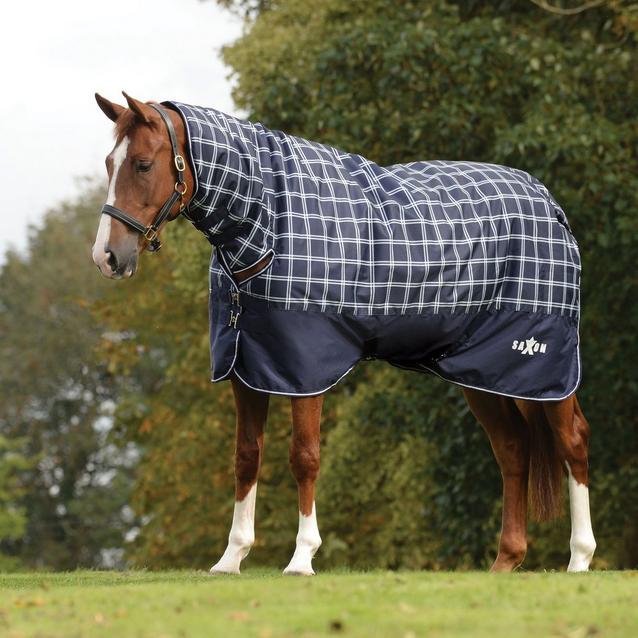  Saxon Defiant 600D Heavy Weight Combo Turnout Rug Navy Check image 1