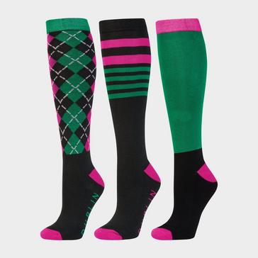  Dublin Womens 3 Pack Socks Emerald Argyle