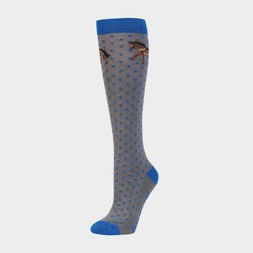 Grey Dublin Womens Socks Cobalt Horse