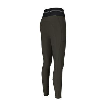 Black Pikeur Womens Gia Full Seat Grip Riding Tights Black Olive