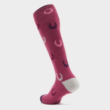 Pink Heat Holders Womens Lite Long Socks Pink Horseshoes