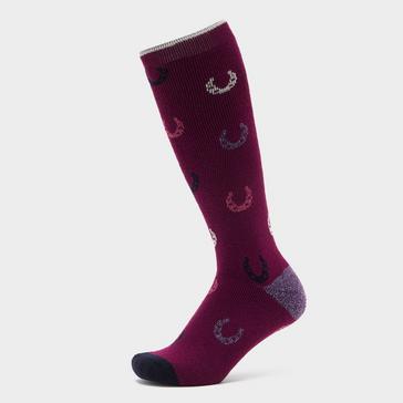 Purple Heat Holders Womens Lite Long Socks Red Horseshoes