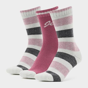 Multi Jeep Womens Stripe Socks 3 Pack Pink/Grey