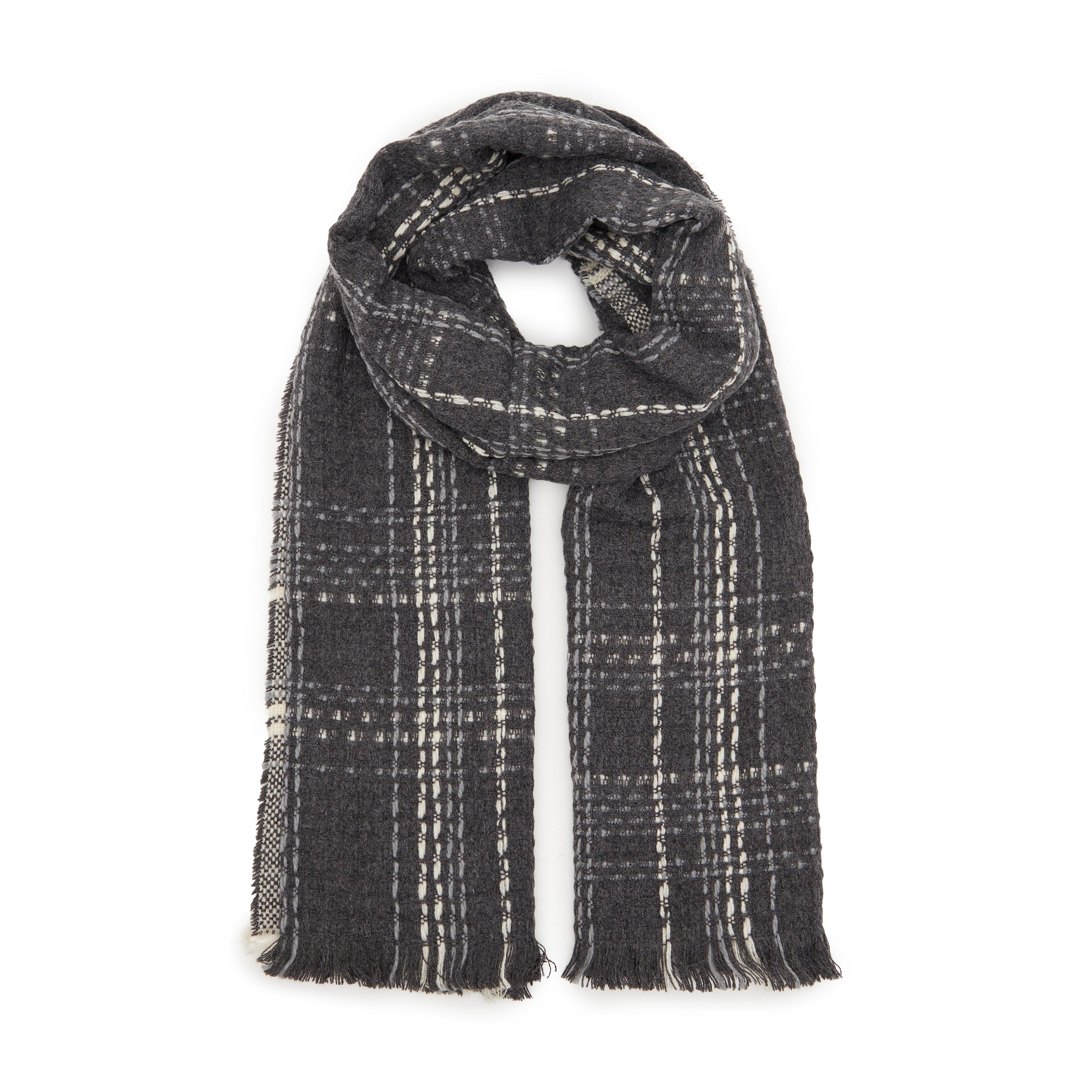 Womens Woven Scarf Black Chequered