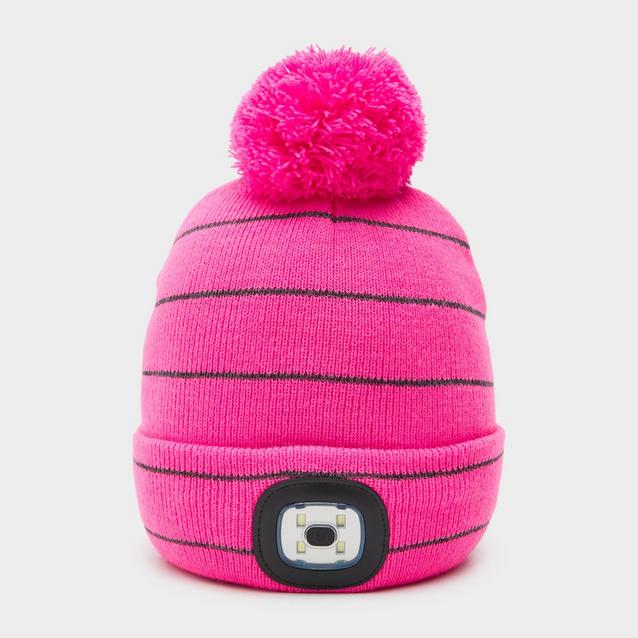 Pink Platinum Junior Vision LED Striped Beanie Hat Pink image 1