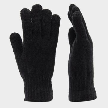 Black Platinum Womens Chenille Gloves Black