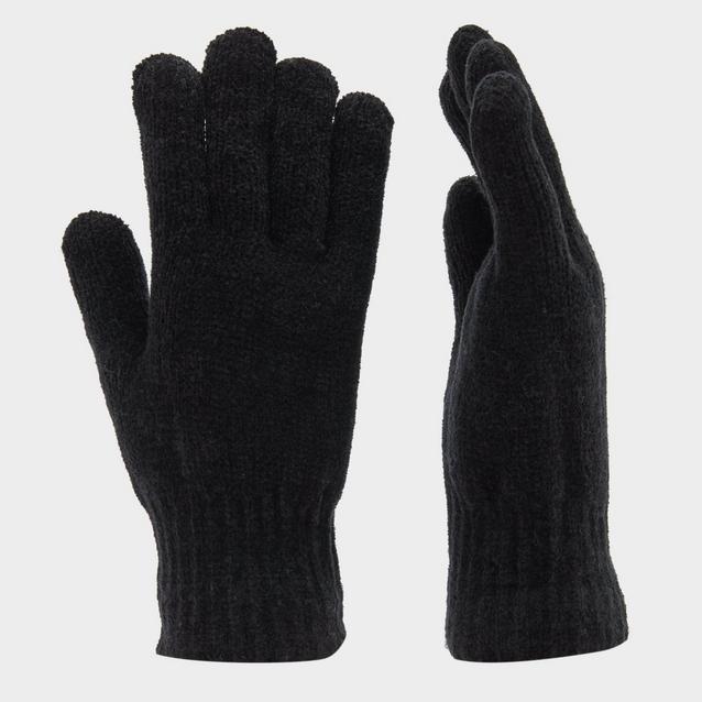 Black Platinum Womens Chenille Gloves Black image 1