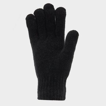 Black Platinum Womens Chenille Gloves Black