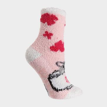  Platinum Womens Fluffy Hanging Socks Pink Cat