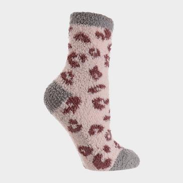 Pink Platinum Womens Fluffy Hanging Socks Pink Leopard Print
