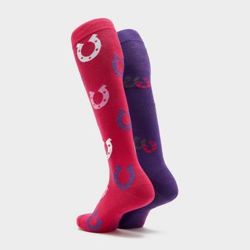 Multi Storm Bloc Ladies Horseshoe 2 Pack Socks Raspberry/Purple
