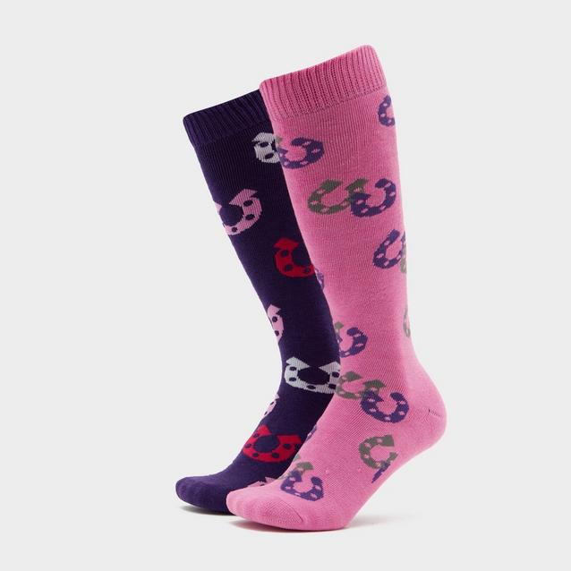 Pink Storm Bloc Ladies Horseshoe 2 Pack Socks Raspberry/Purple image 1