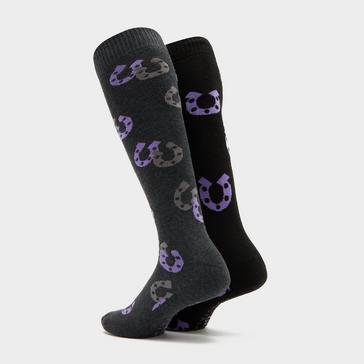Black Storm Bloc Equestrian Kids Horseshoe Socks 2 Pack Charcoal/Black